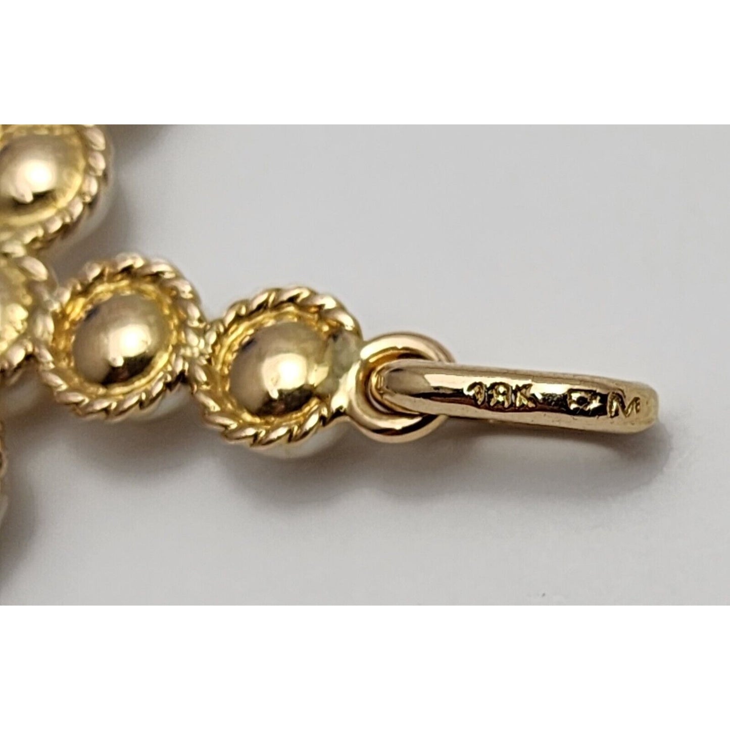 18K Yellow Gold Pearl Cross Charm Pendant