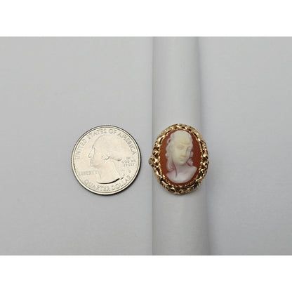 Antique Vintage 14K Yellow Gold Oval Cameo Filigree Ring