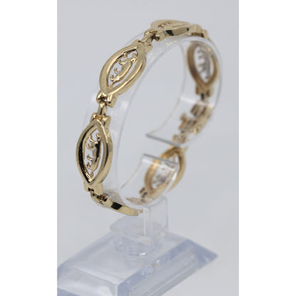 14K Yellow Gold Custom Jaguar Panther Lion Wide Link Bracelet