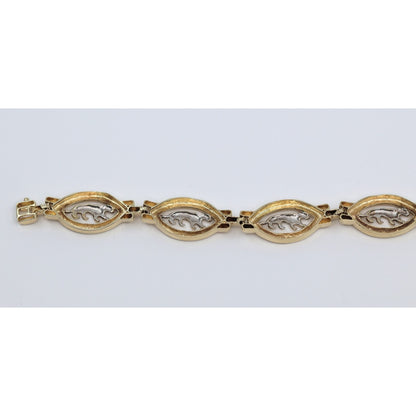 14K Yellow Gold Custom Jaguar Panther Lion Wide Link Bracelet