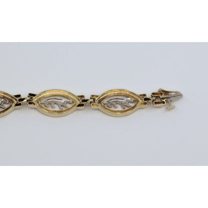 14K Yellow Gold Custom Jaguar Panther Lion Wide Link Bracelet