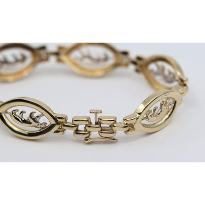 14K Yellow Gold Custom Jaguar Panther Lion Wide Link Bracelet