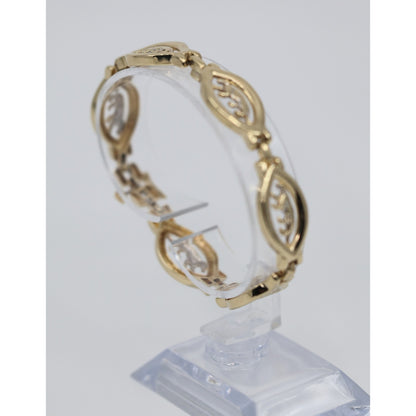 14K Yellow Gold Custom Jaguar Panther Lion Wide Link Bracelet