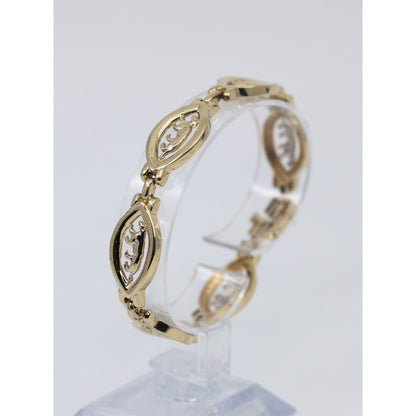 14K Yellow Gold Custom Jaguar Panther Lion Wide Link Bracelet