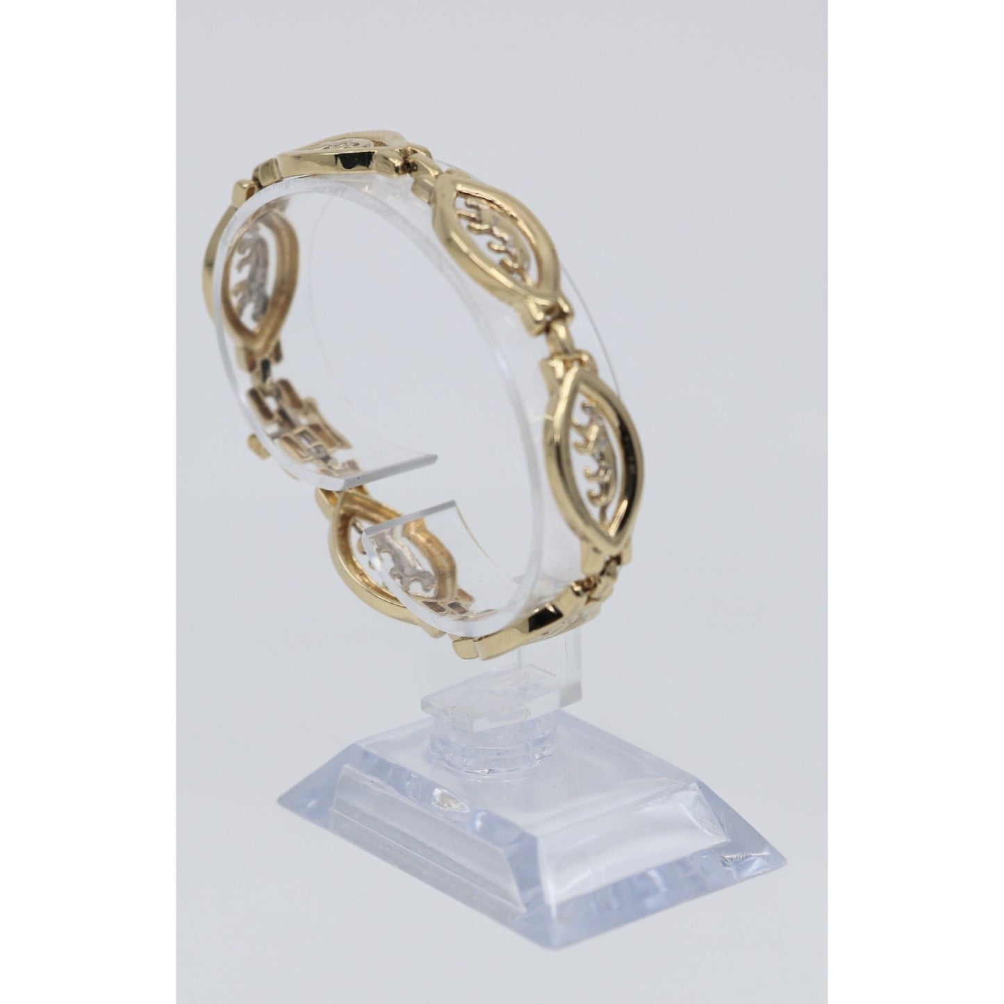 14K Yellow Gold Custom Jaguar Panther Lion Wide Link Bracelet