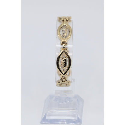 14K Yellow Gold Custom Jaguar Panther Lion Wide Link Bracelet