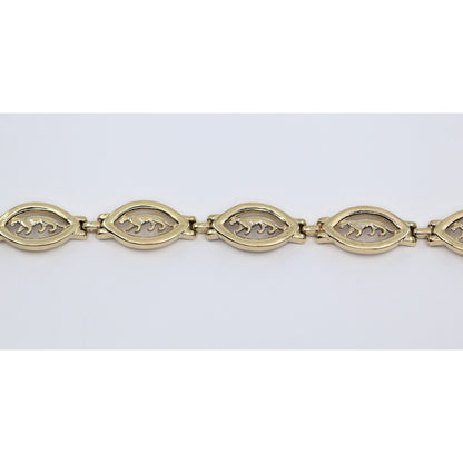 14K Yellow Gold Custom Jaguar Panther Lion Wide Link Bracelet