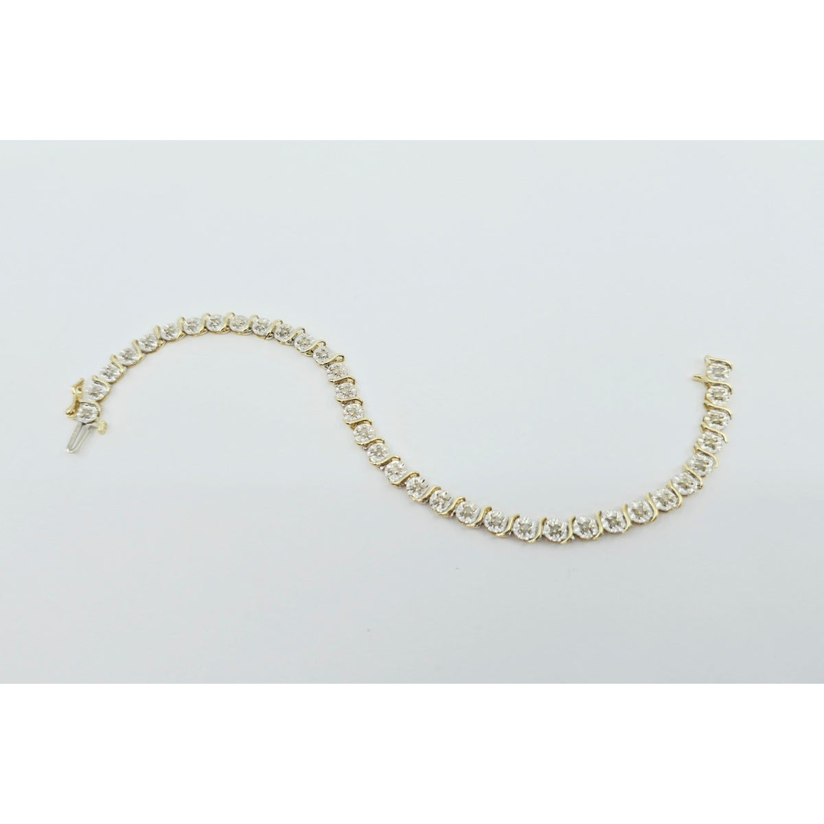 10K Two Tone Gold Designer Diamond Tennis Link Bracelet