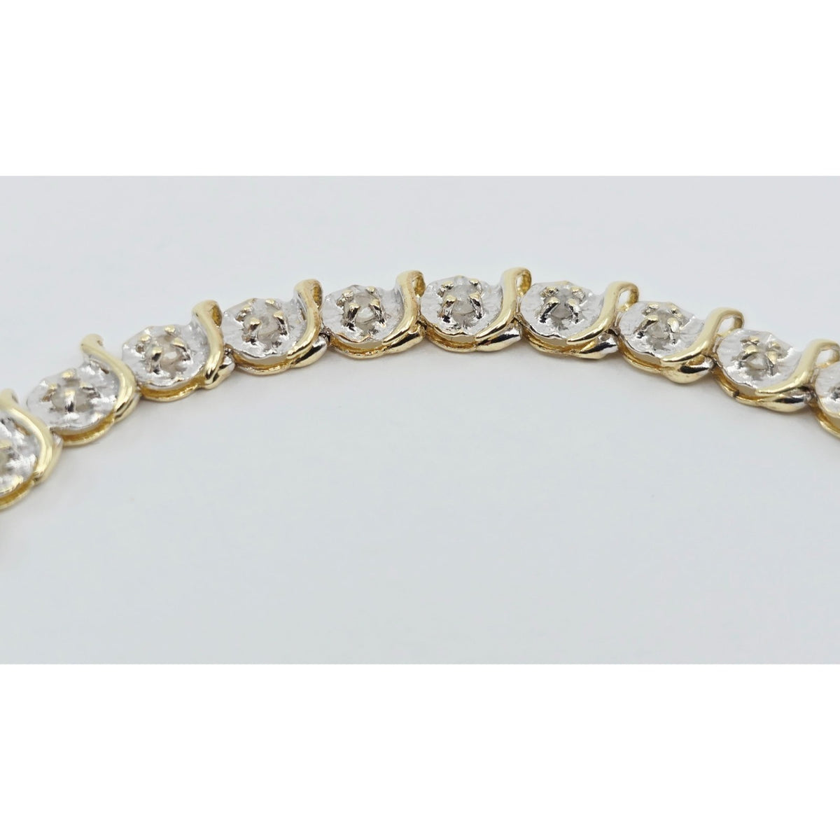 10K Two Tone Gold Designer Diamond Tennis Link Bracelet