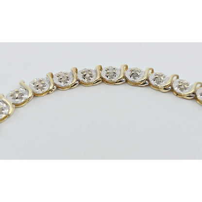10K Two Tone Gold Designer Diamond Tennis Link Bracelet