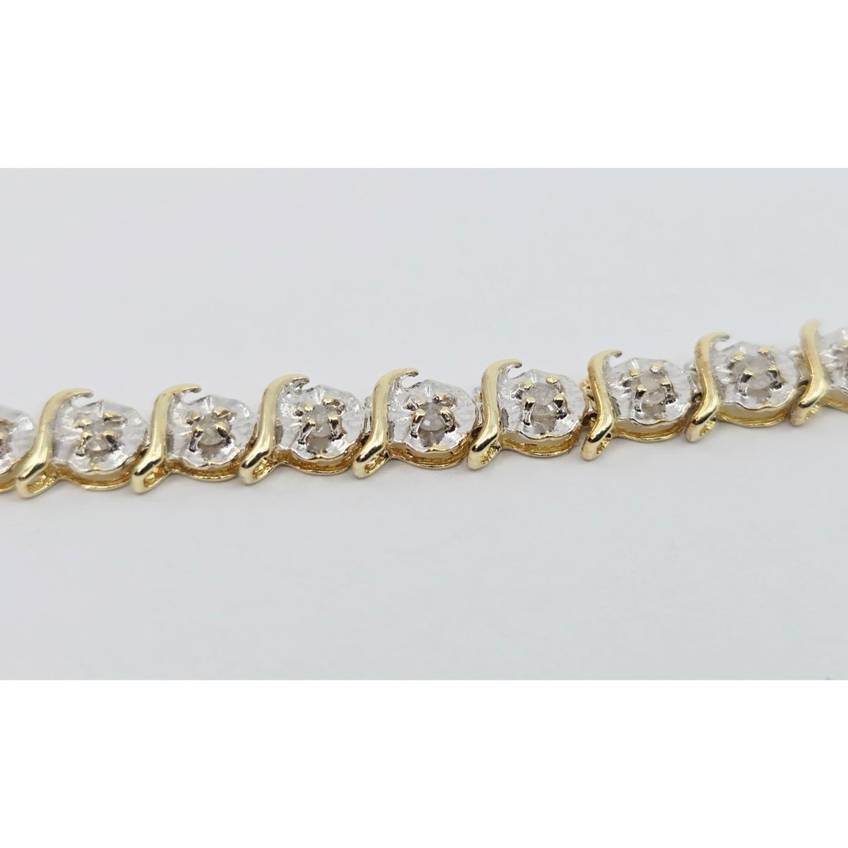 10K Two Tone Gold Designer Diamond Tennis Link Bracelet