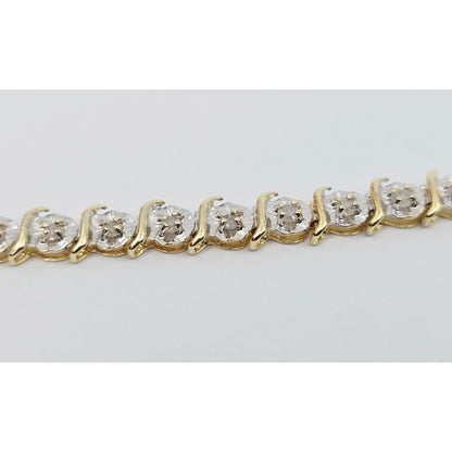 10K Two Tone Gold Designer Diamond Tennis Link Bracelet