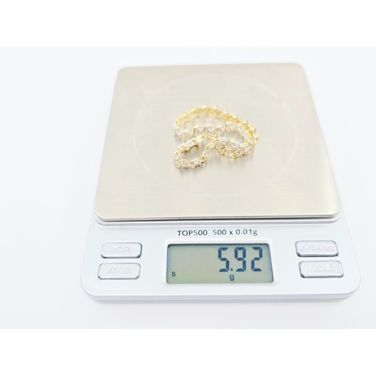 10K Two Tone Gold Designer Diamond Tennis Link Bracelet