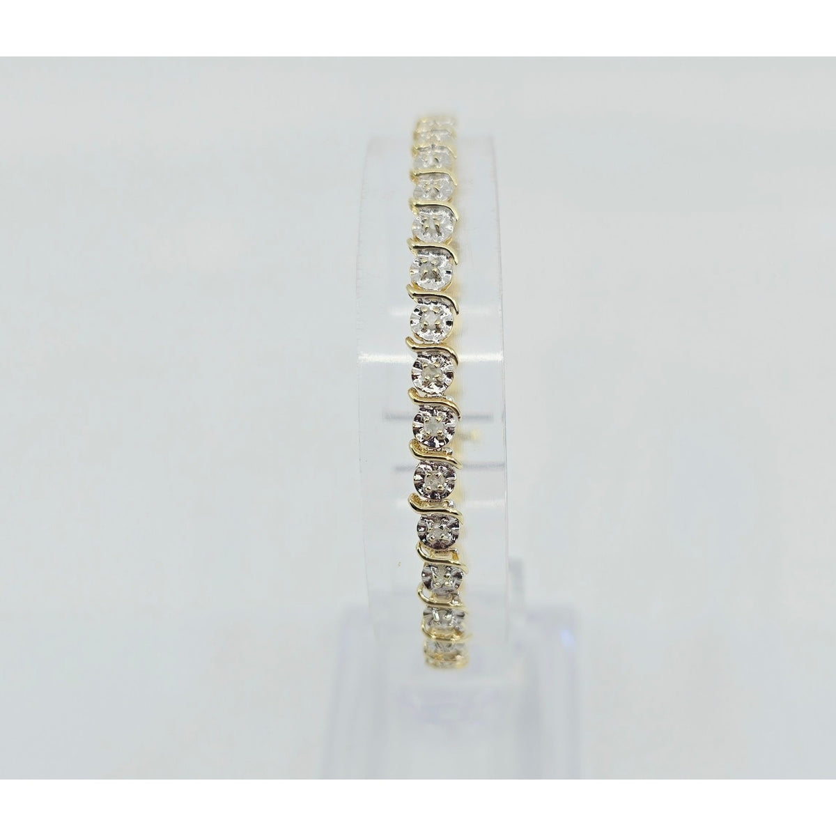 10K Two Tone Gold Designer Diamond Tennis Link Bracelet