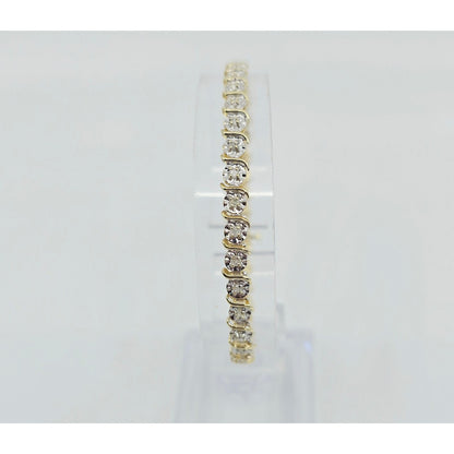 10K Two Tone Gold Designer Diamond Tennis Link Bracelet