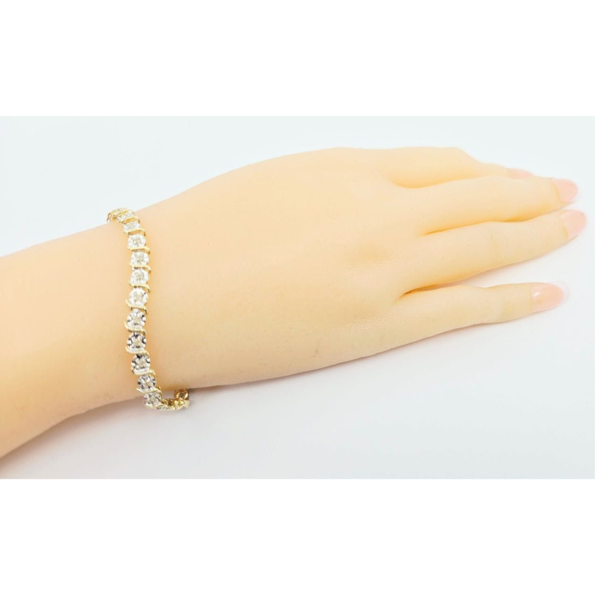 10K Two Tone Gold Designer Diamond Tennis Link Bracelet