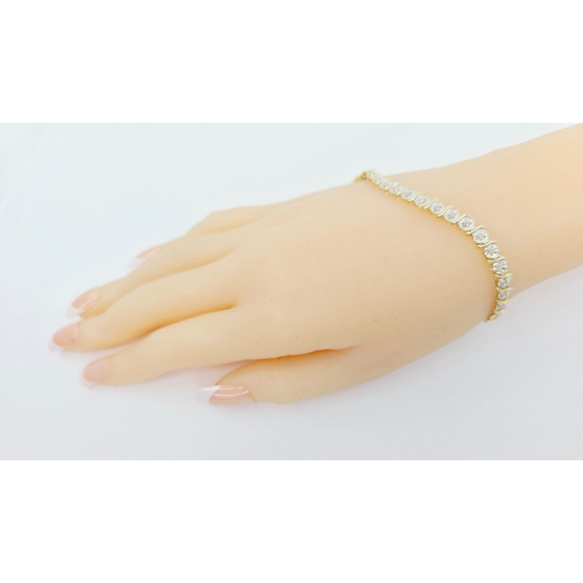 10K Two Tone Gold Designer Diamond Tennis Link Bracelet