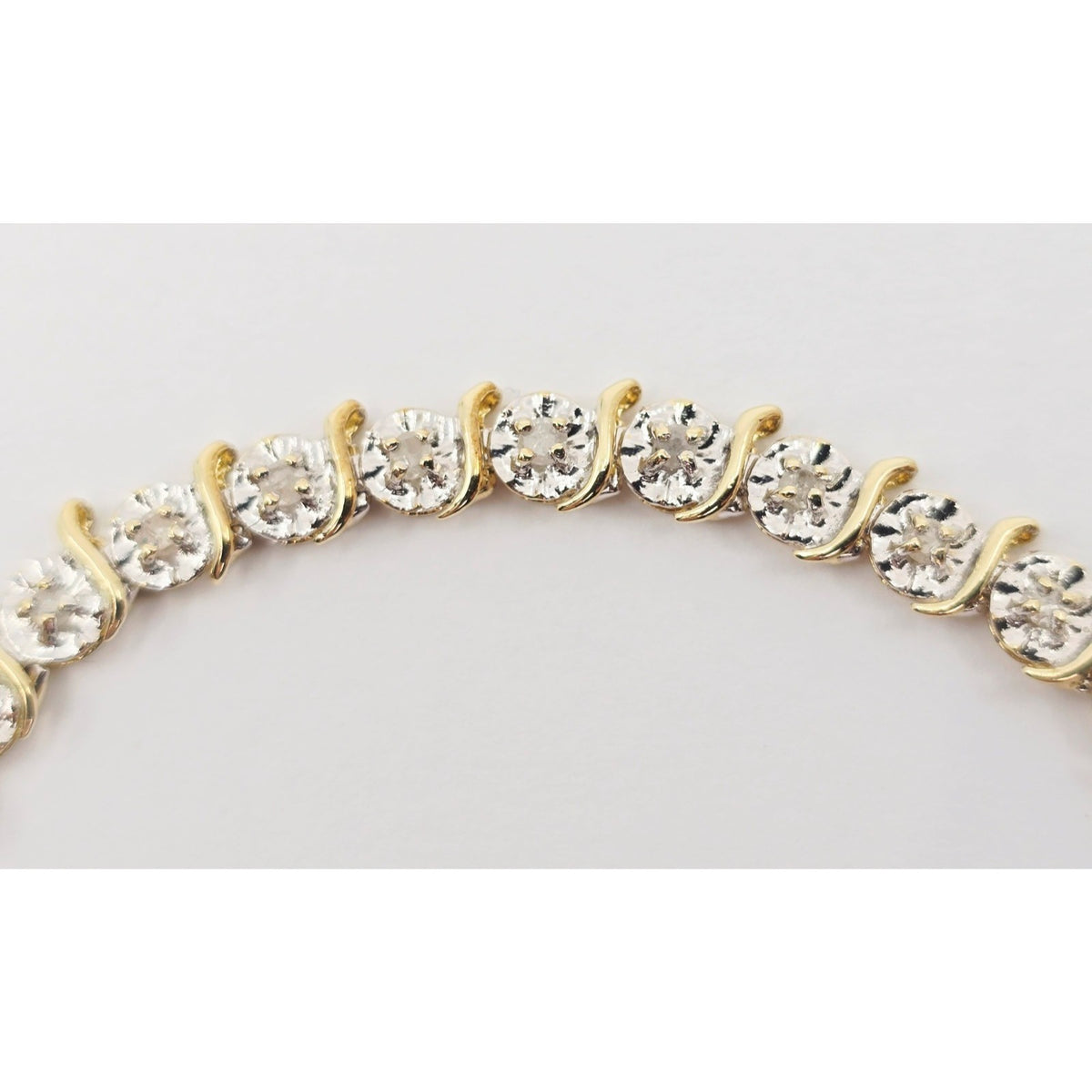 10K Two Tone Gold Designer Diamond Tennis Link Bracelet