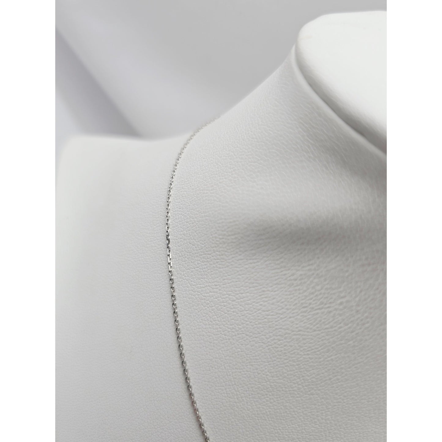 14K White Gold Cable Link Chain Necklace & Diamond Spiral Heart Charm Pendant