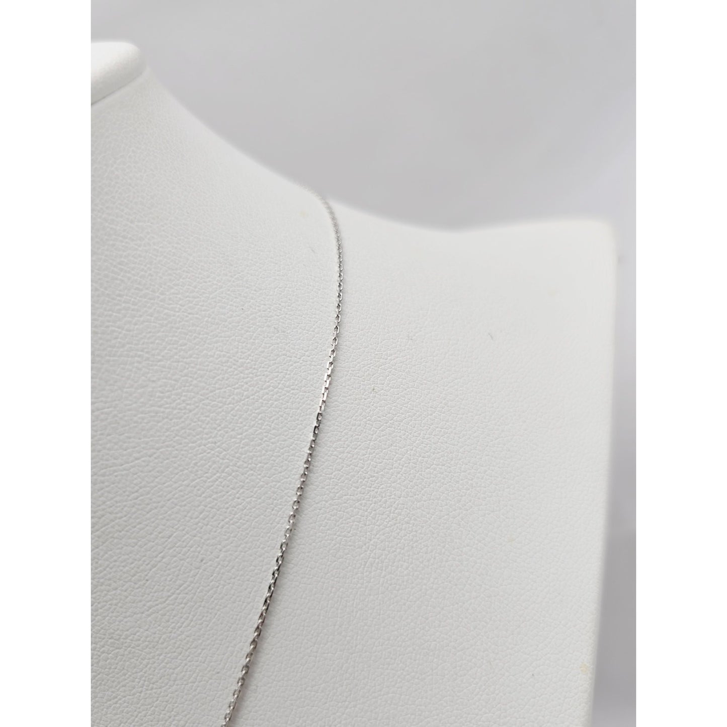 14K White Gold Cable Link Chain Necklace & Diamond Spiral Heart Charm Pendant