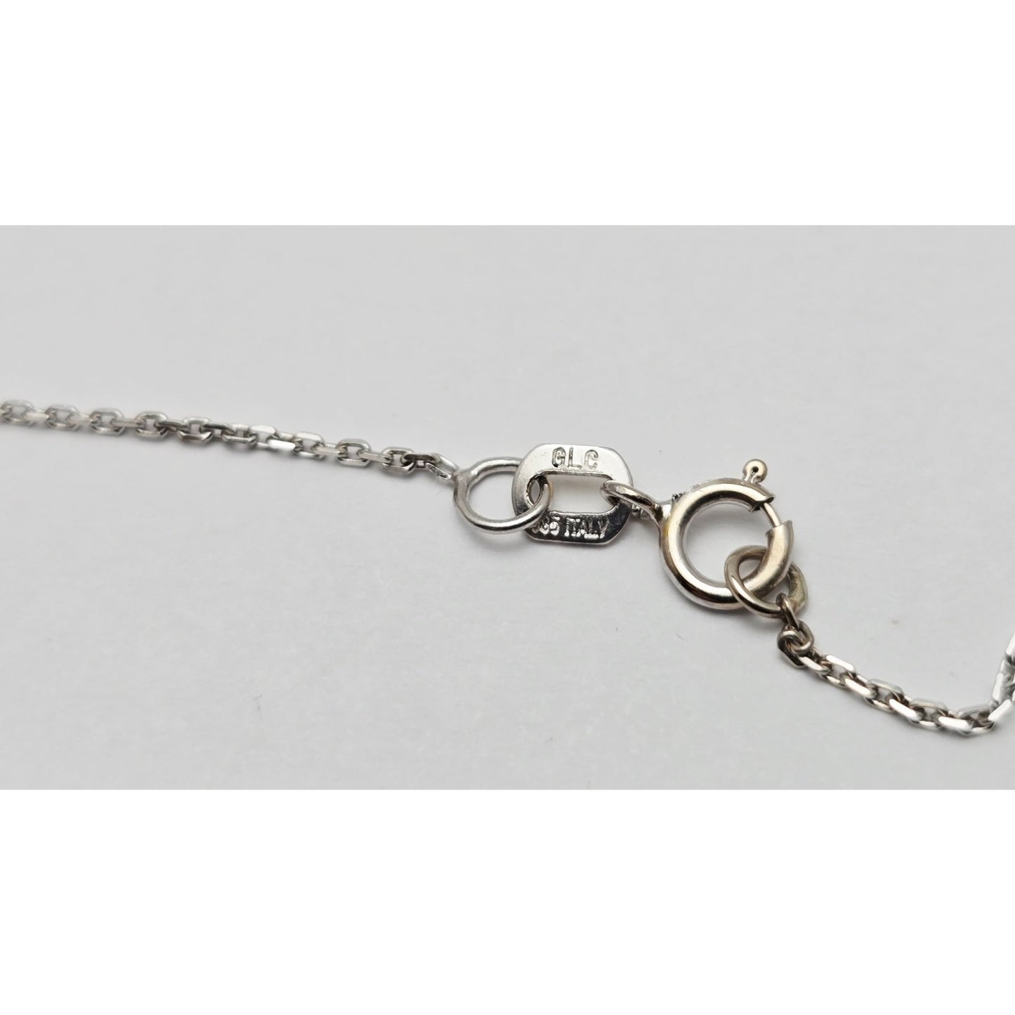 14K White Gold Cable Link Chain Necklace & Diamond Spiral Heart Charm Pendant