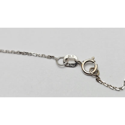 14K White Gold Cable Link Chain Necklace & Diamond Spiral Heart Charm Pendant