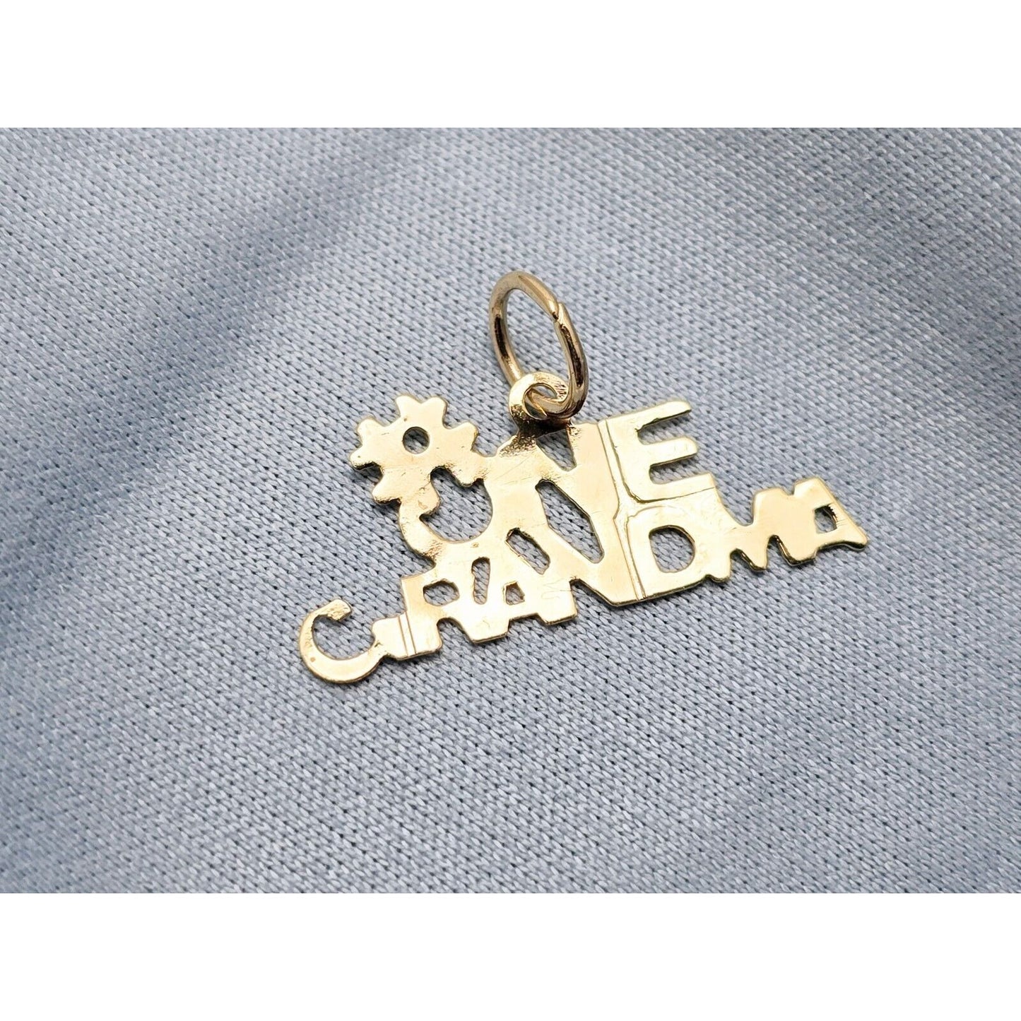 14K Yellow Gold Initial "#One Grandma" Charm Pendant