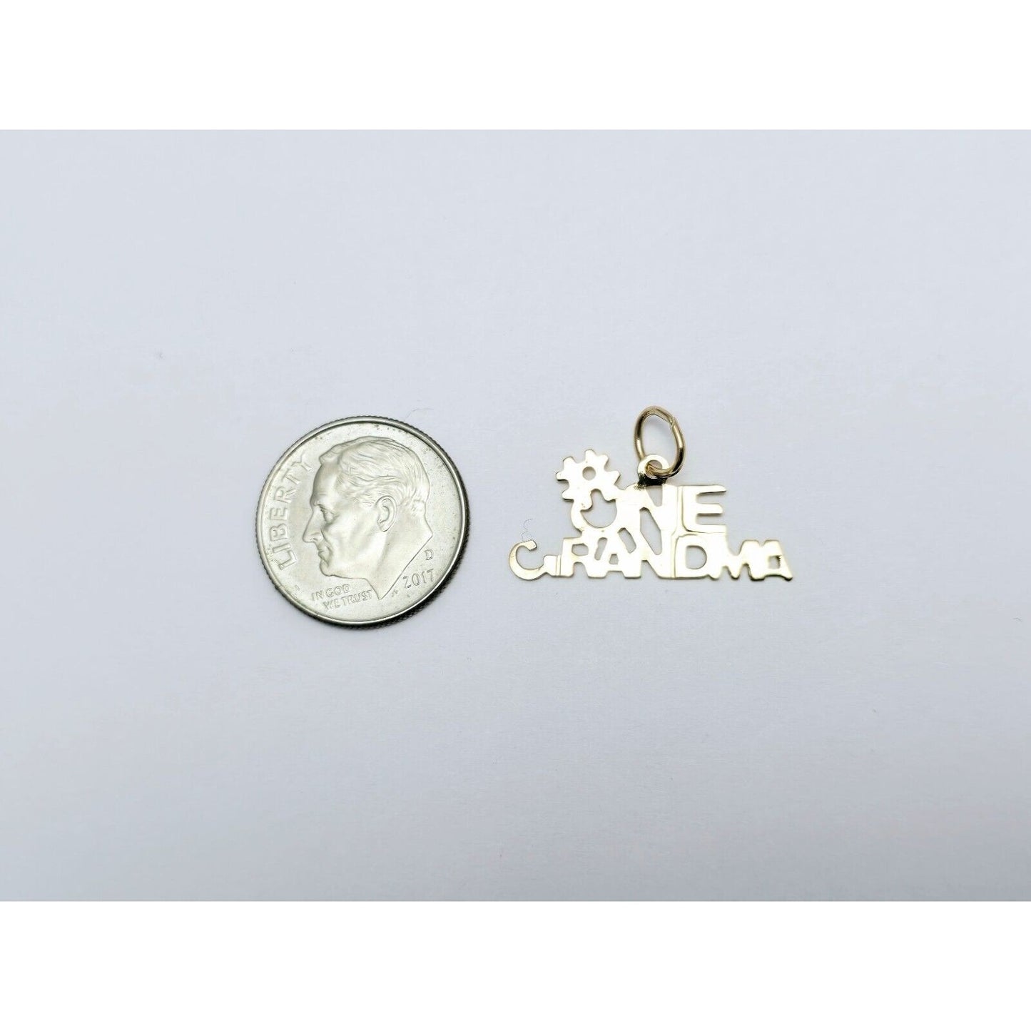 14K Yellow Gold Initial "#One Grandma" Charm Pendant