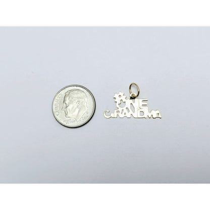 14K Yellow Gold Initial "#One Grandma" Charm Pendant