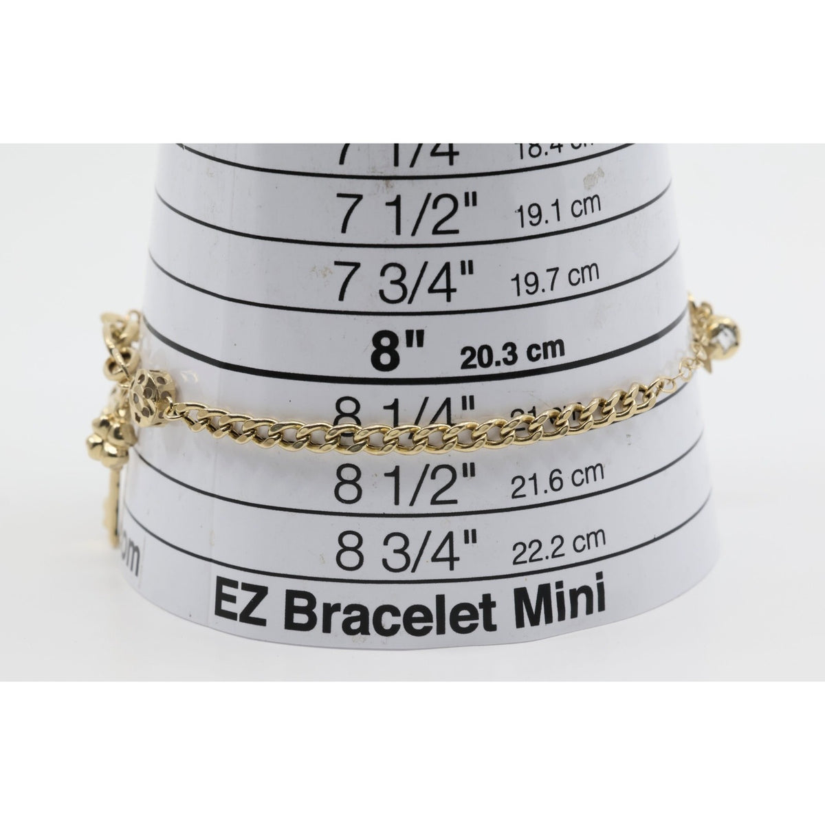 14K Yellow Gold Cuban Link Lucky Charm Key, Lock & Clover Resizable Bracelet