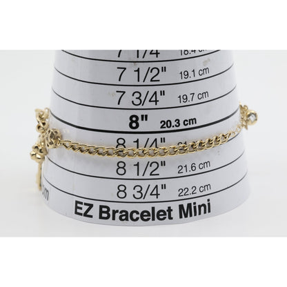 14K Yellow Gold Cuban Link Lucky Charm Key, Lock & Clover Resizable Bracelet
