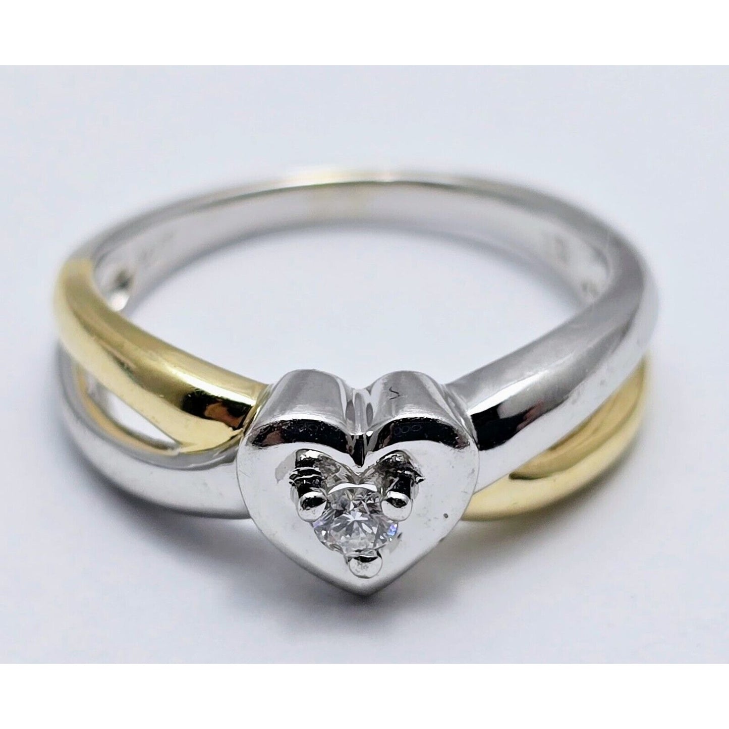 14K Two Tone Gold Diamond Heart Ring