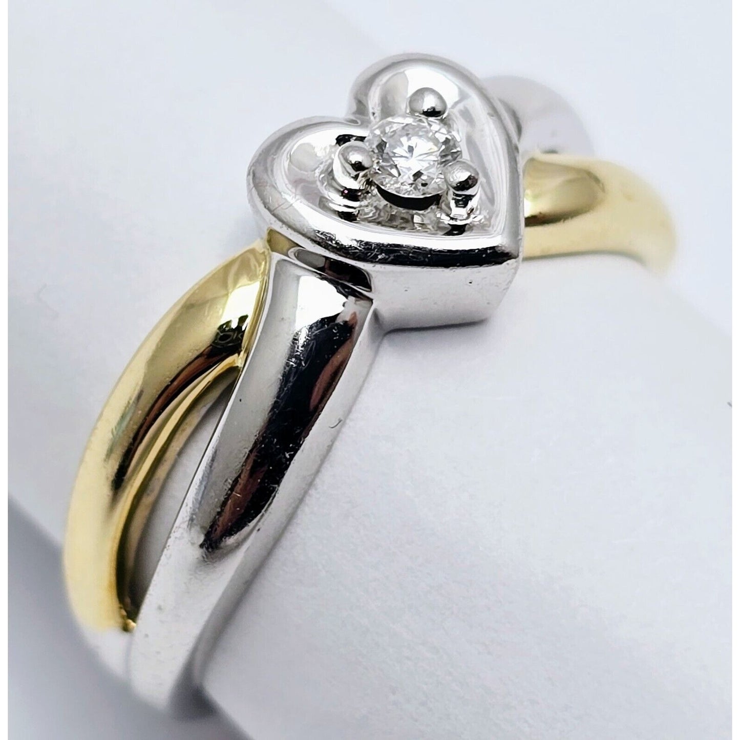 14K Two Tone Gold Diamond Heart Ring