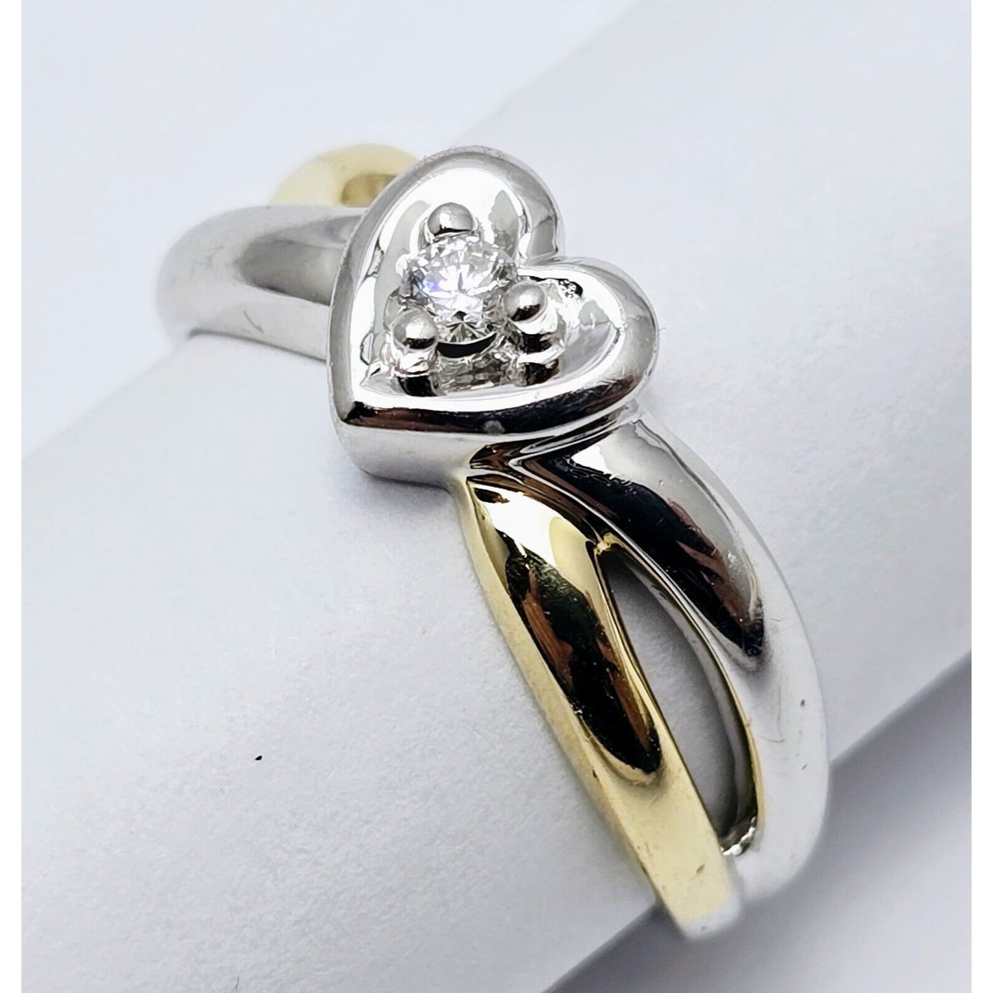 14K Two Tone Gold Diamond Heart Ring