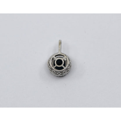 14K White Gold Blue Spinel & Diamond Round Charm Pendant