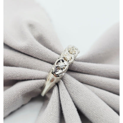 14K White Gold 4 Stone Old Cut Diamond Ring