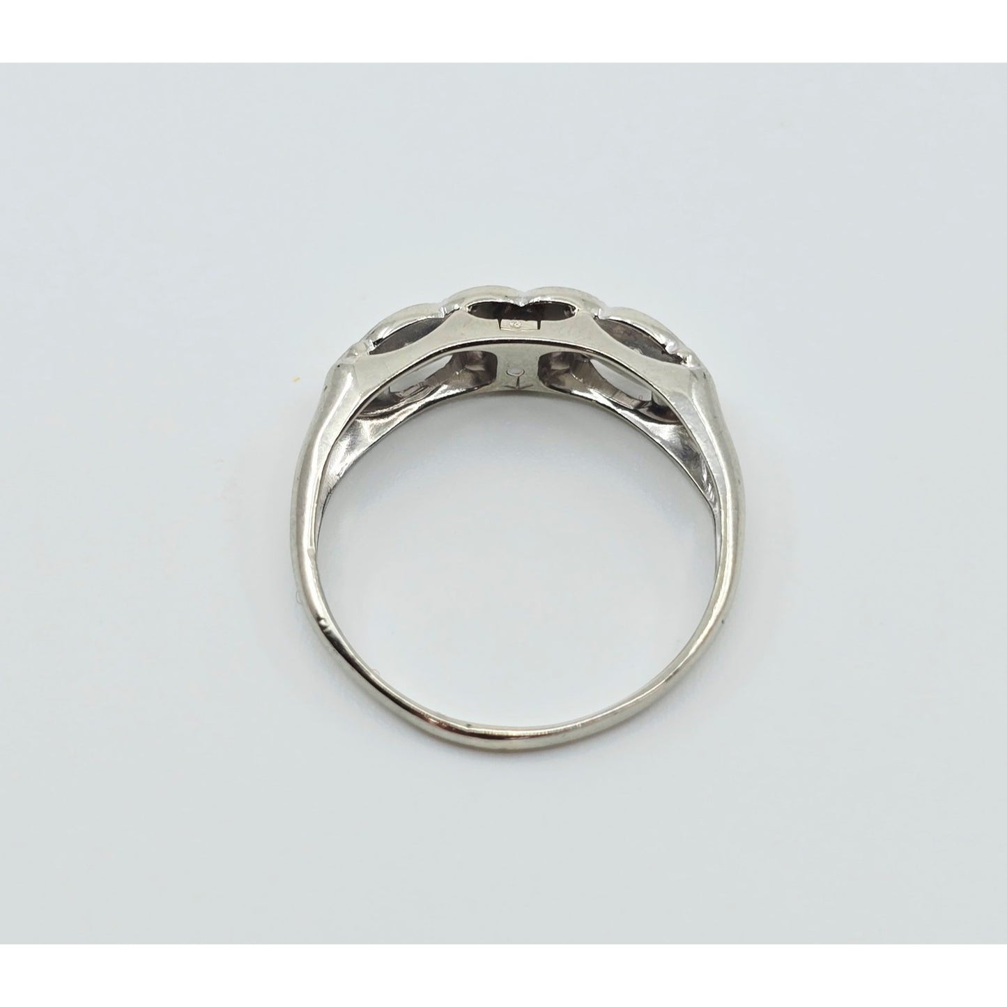 14K White Gold 4 Stone Old Cut Diamond Ring