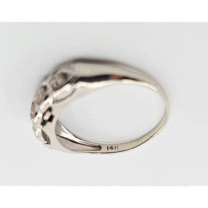 14K White Gold 4 Stone Old Cut Diamond Ring