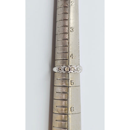 14K White Gold 4 Stone Old Cut Diamond Ring