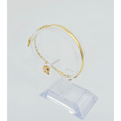 18K Yellow Gold Lucky Elephant, Dolphin Bangle & Link Bracelet