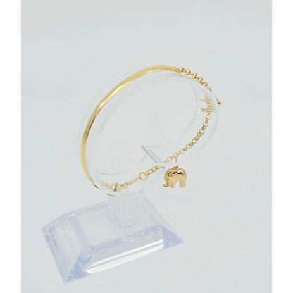 18K Yellow Gold Lucky Elephant, Dolphin Bangle & Link Bracelet