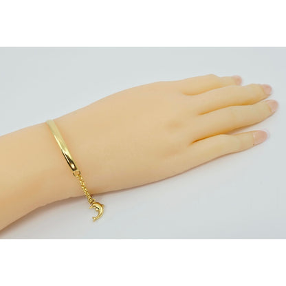 18K Yellow Gold Lucky Elephant, Dolphin Bangle & Link Bracelet