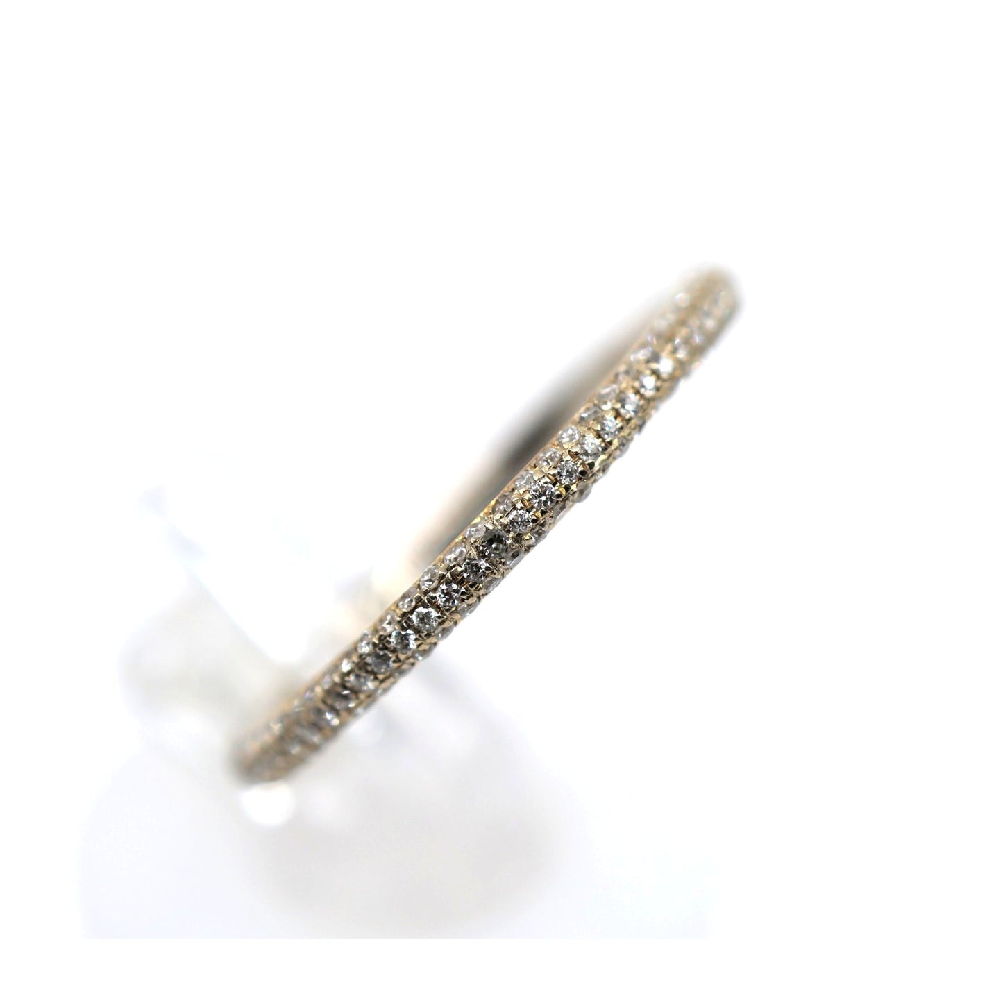 18K Two Tone Diamond Wedding Eternity Thin Band Ring