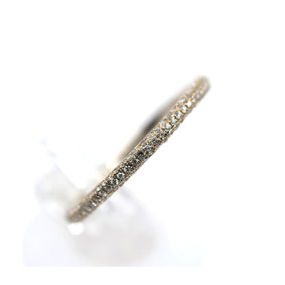 18K Two Tone Diamond Wedding Eternity Thin Band Ring