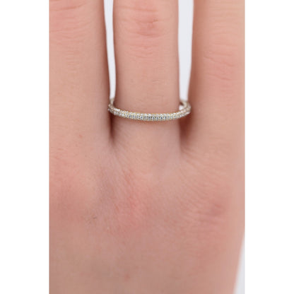 18K Two Tone Diamond Wedding Eternity Thin Band Ring