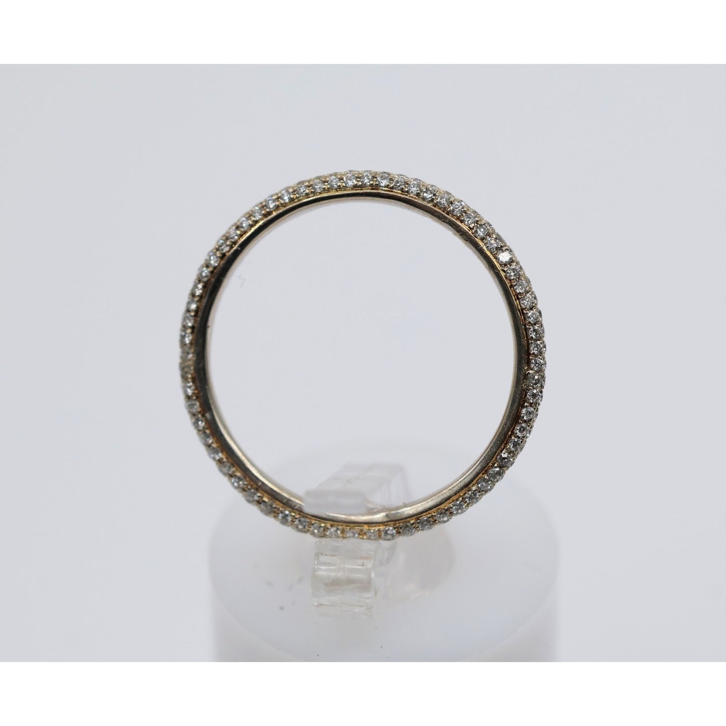 18K Two Tone Diamond Wedding Eternity Thin Band Ring