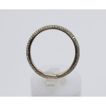 18K Two Tone Diamond Wedding Eternity Thin Band Ring