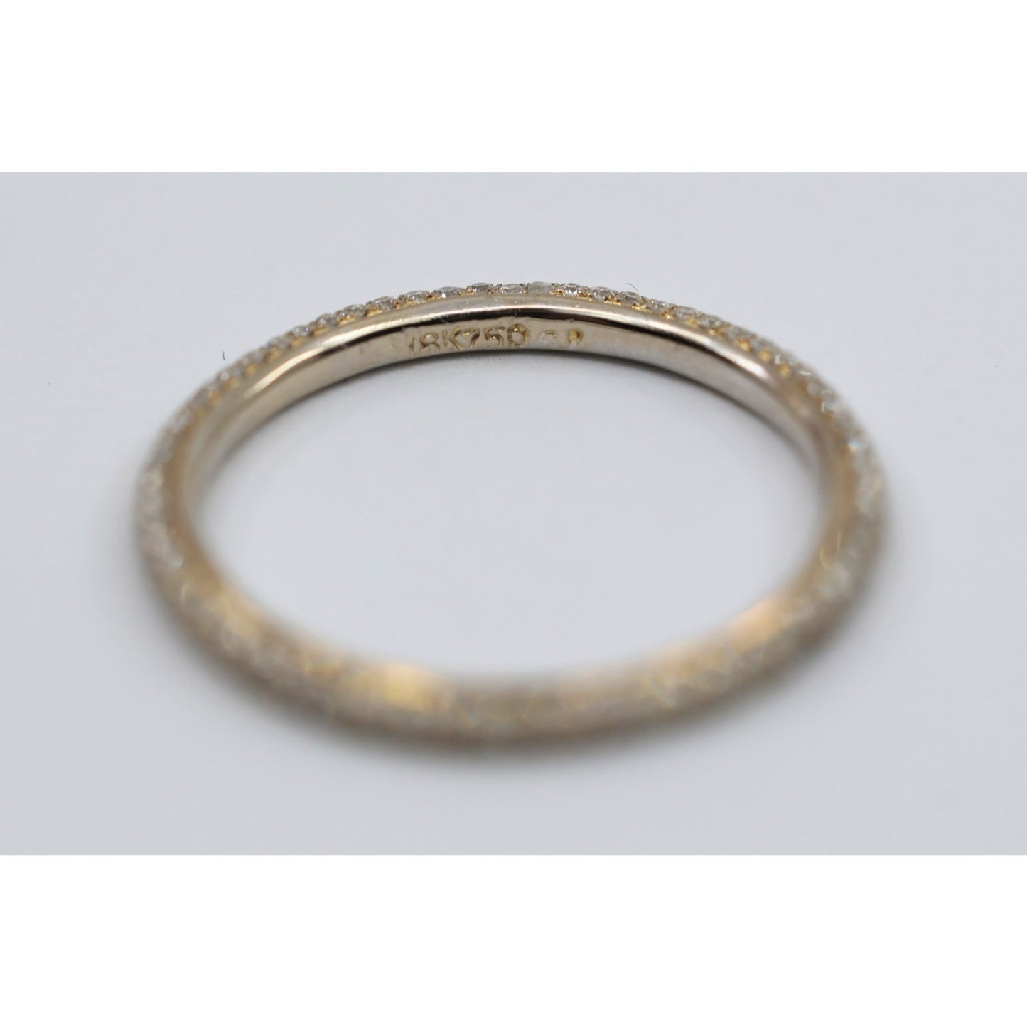 18K Two Tone Diamond Wedding Eternity Thin Band Ring