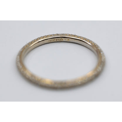 18K Two Tone Diamond Wedding Eternity Thin Band Ring
