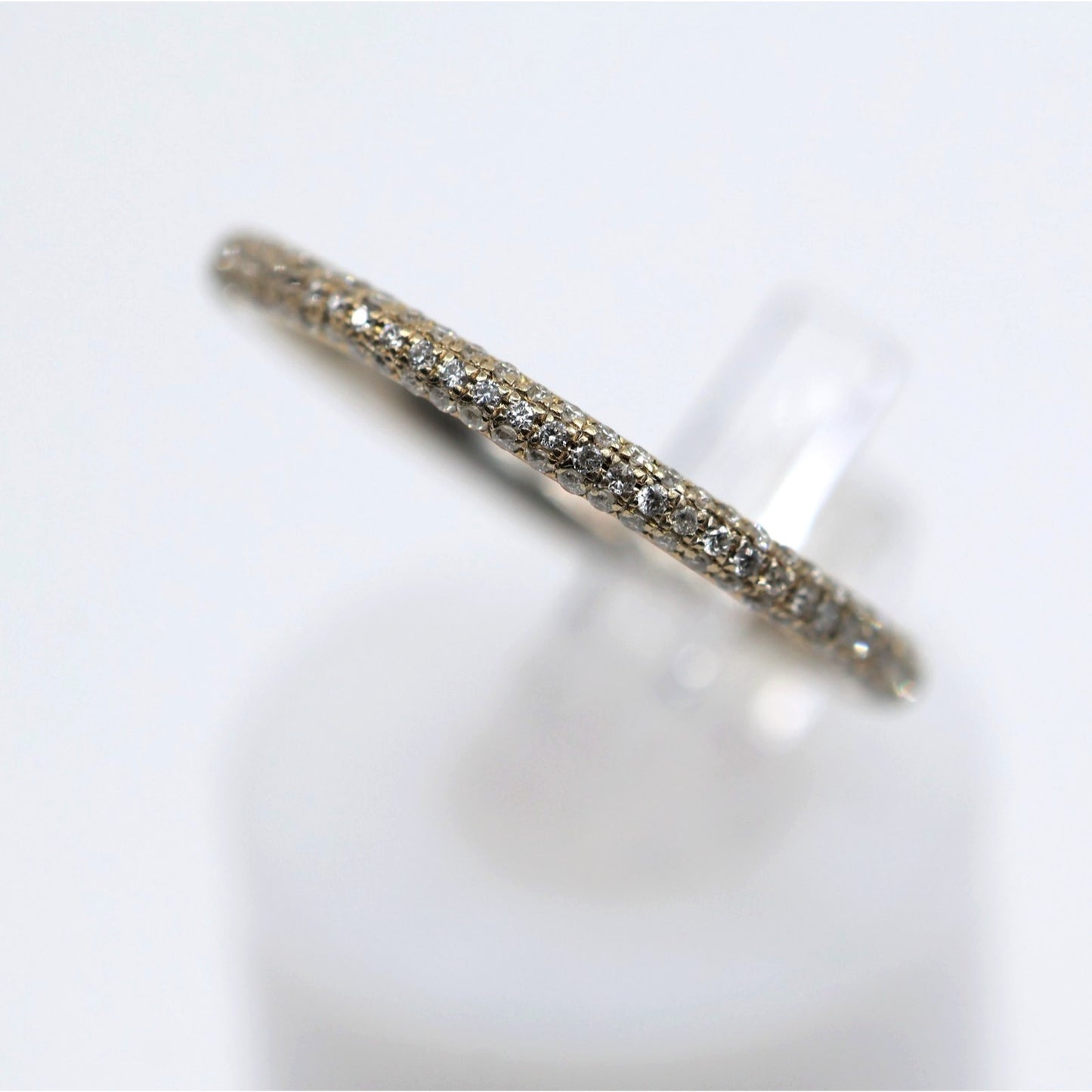 18K Two Tone Diamond Wedding Eternity Thin Band Ring